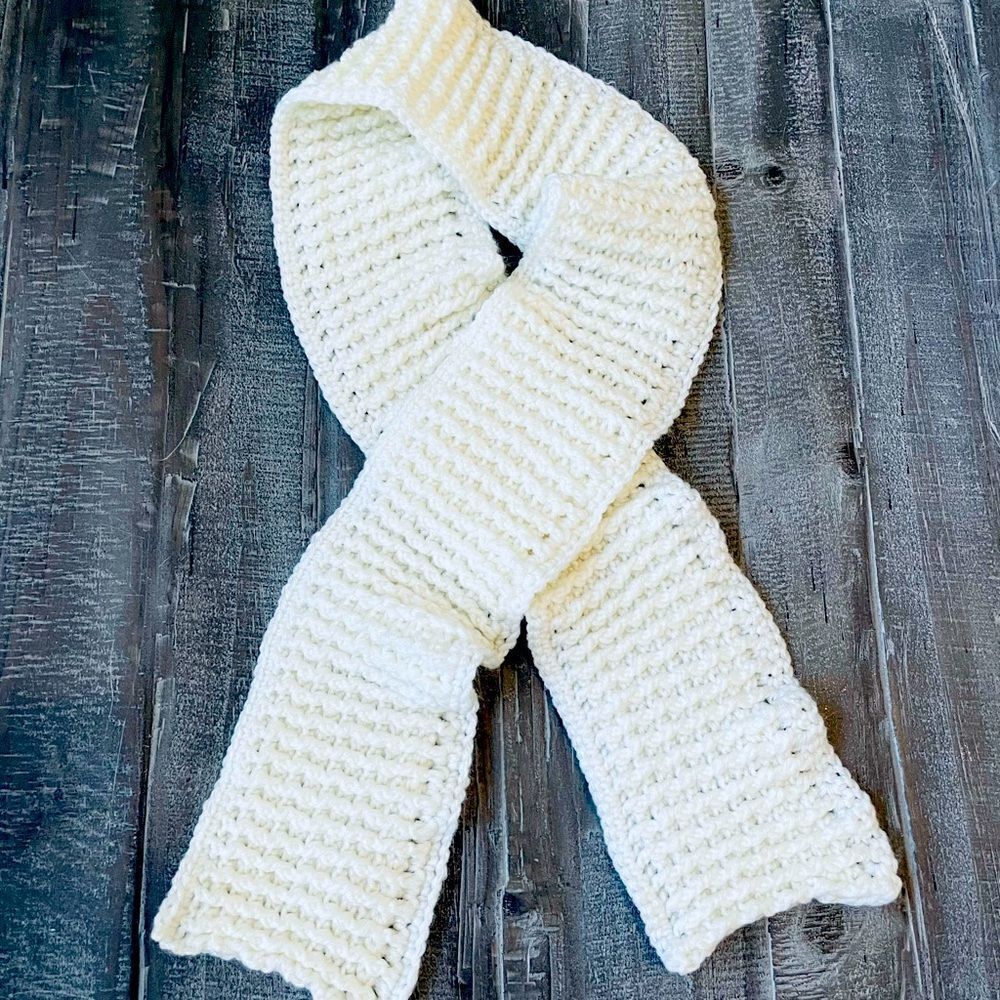 Handmade Crochet Ivory Scarf Winter Accessory